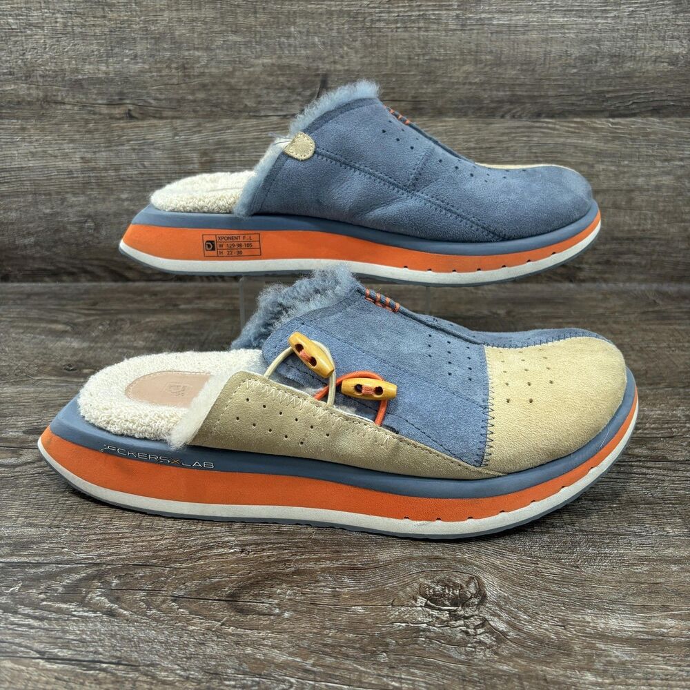 Deckers X Lab KO-Z Mule Slippers Men's 10 Blue Suede Shearling Lined